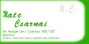 mate csarnai business card